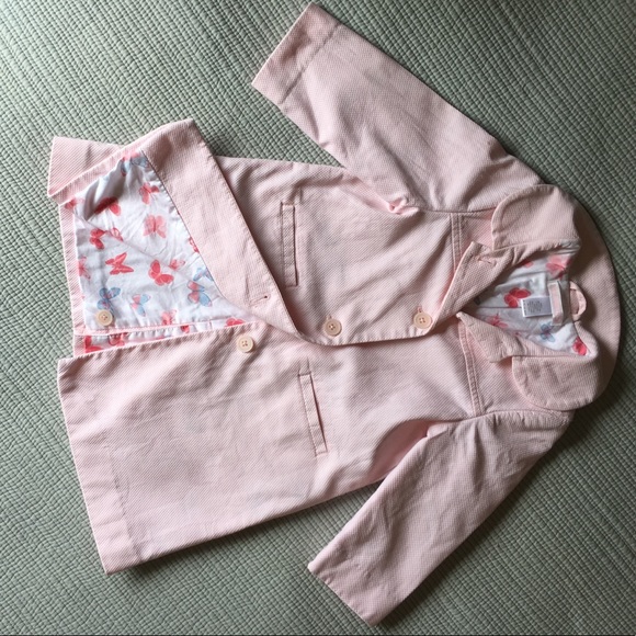 Janie and Jack Pink Cotton Waffle Texture Coat - Picture 2 of 3